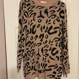 Chic Animal Print Crew Neck Sweater